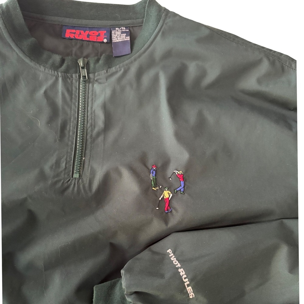 Vintage Pivot Rules Golf Windbreaker Pullover XL Green 1/4 Zip 90s Embroidered